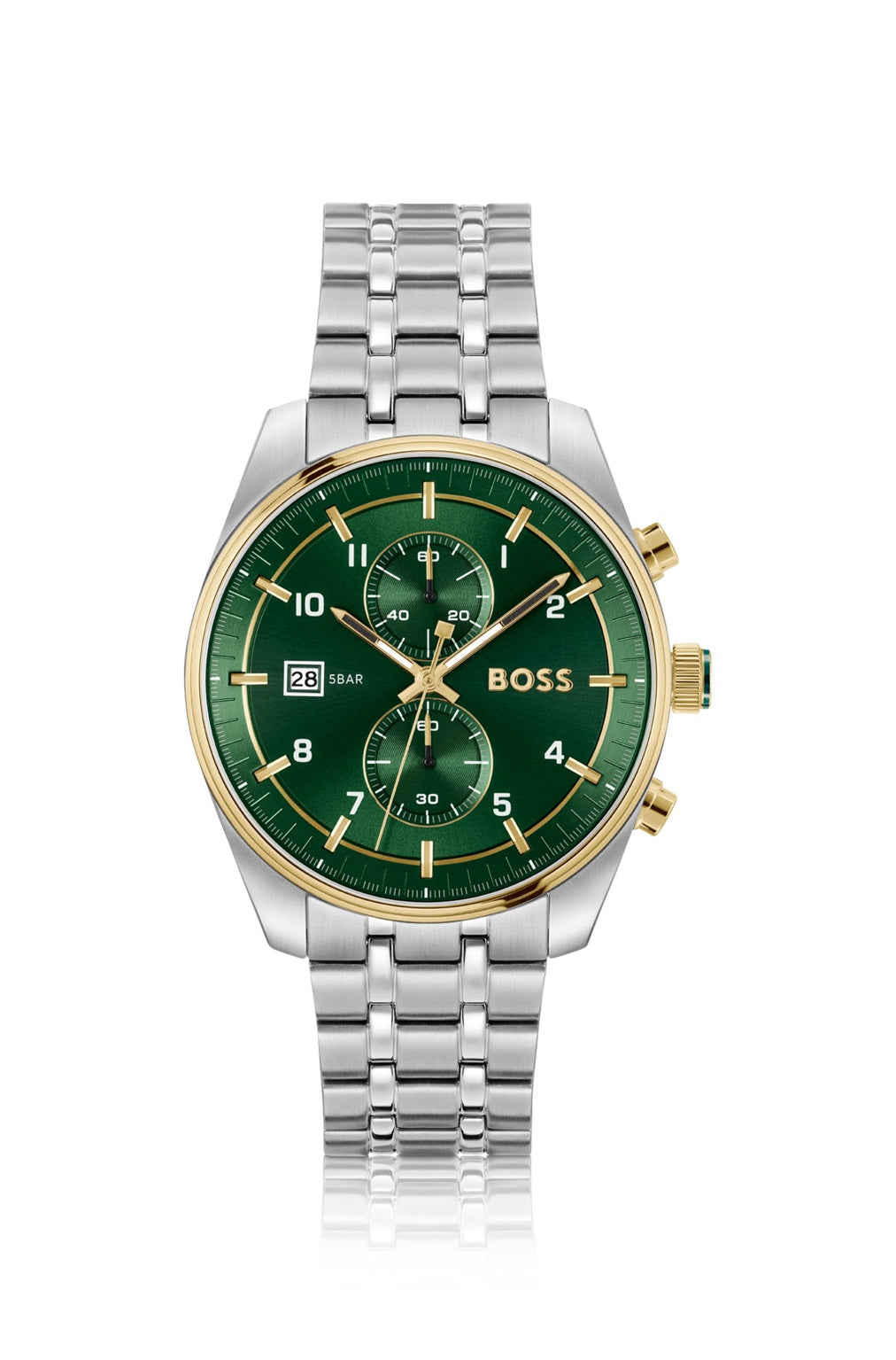 BOSS HB1514195 Men’s Chronograph Watch – Green Dial & Stainless Steel Bracelet