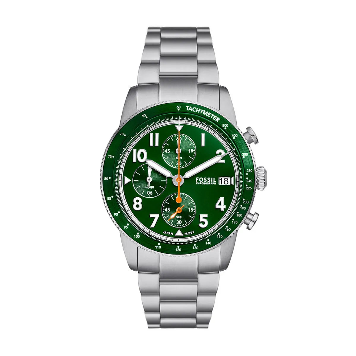 Fossil FS5897 men’s watch front view – 40mm pomegranate red stainless steel case with black square digital dial, showcasing a modern retro design by HEY WATCH.