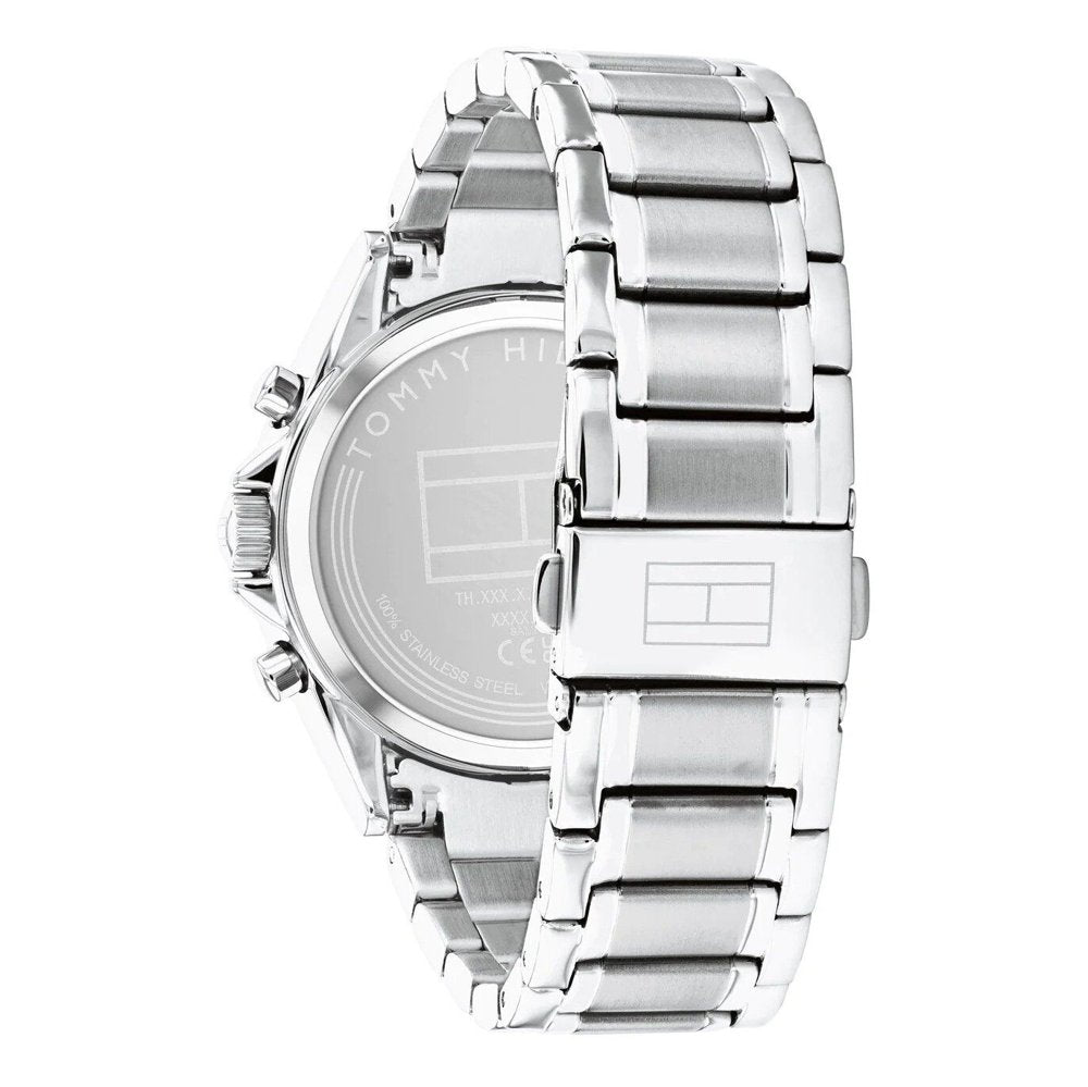 Tommy Hilfiger 1782559 back view – engraved stainless steel caseback and fold-over clasp bracelet – elegant and durable women’s quartz watch by HEY WATCH.
